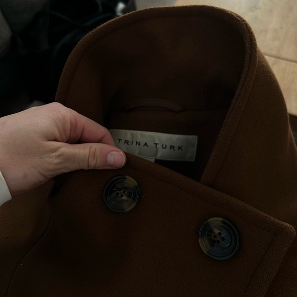 Trina Turk Wool brown tan women’s mid length pea coat size 4! - Picture 11 of 16
